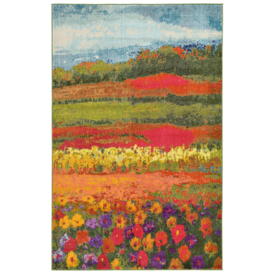 Unique Loom Rugs, synthetics,Olefin,polyester,polypropylene,Polyolefin,acrylic, Rectangular,Round, 8x5, Multi, Machine Made; 8x5, Floral; Botanical; Striped; Pictoral, Polypropylene, Area Rugs, 3121395