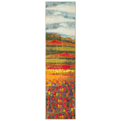 Unique Loom Rugs, synthetics,Olefin,polyester,polypropylene,Polyolefin,acrylic, Round, 10x2, Multi, Machine Made; 10x2, Floral; Botanical; Striped; Pictoral, Polypropylene, Area Rugs, 3121396