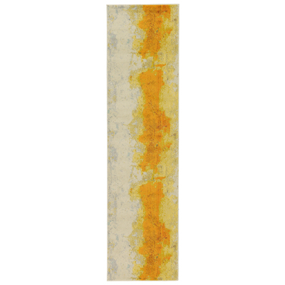 Unique Loom Rugs, Yellow, synthetics,Olefin,polyester,polypropylene,Polyolefin,acrylic, Round, 10x2, Yellow, Machine Made; 10x2, Abstract, Polypropylene, Area Rugs, 3125429