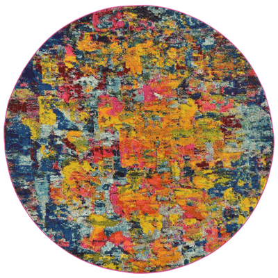 Unique Loom Rugs, synthetics,Olefin,polyester,polypropylene,Polyolefin,acrylic, Round, 6x6, Multi, Machine Made; 6x6, Abstract, Polypropylene, Area Rugs, 3125634