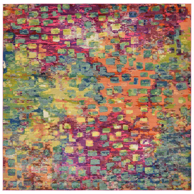 Unique Loom Rugs, synthetics,Olefin,polyester,polypropylene,Polyolefin,acrylic, Square, 12x12, Multi, Machine Made; 12x12, Abstract; Overdyed, Polypropylene, Area Rugs, 3126066