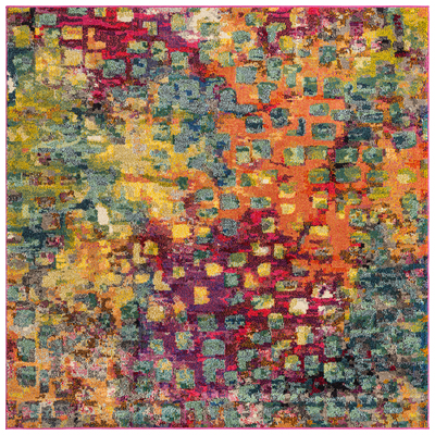Unique Loom Rugs, synthetics,Olefin,polyester,polypropylene,Polyolefin,acrylic, Square, 6x6, Multi, Machine Made; 6x6, Abstract; Overdyed, Polypropylene, Area Rugs, 3126070