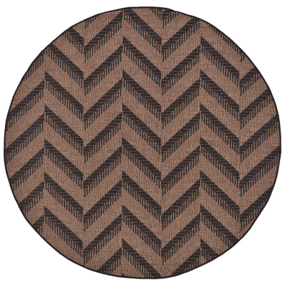 Unique Loom Rugs, Brown,sable, synthetics,Olefin,polyester,polypropylene,Polyolefin,acrylic, Area Rugs,Area rugOutdoor, Octagons,Round, 6x6, Brown, Machine Made; 6x6, Geometric; Chevron, Polypropylene, Area Rugs, 3126518