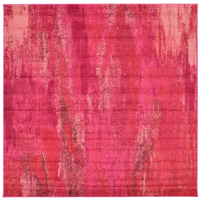Rugs Unique Loom Lilly Jardin Polypropylene Pink 3128098 Area Rugs Pink Fuchsia blush synthetics Olefin polyester po Square 8x8 