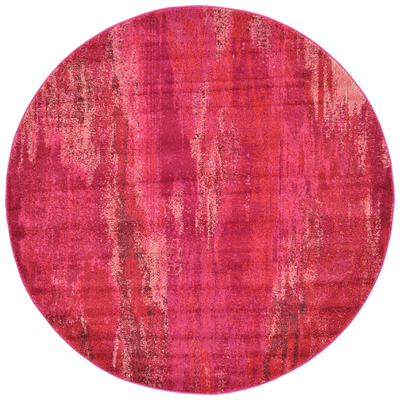 Unique Loom Rugs, Pink,Fuchsia,blush, synthetics,Olefin,polyester,polypropylene,Polyolefin,acrylic, Round, 6x6, Pink, Machine Made; 6x6, Abstract; Overdyed, Polypropylene, Area Rugs, 3128100