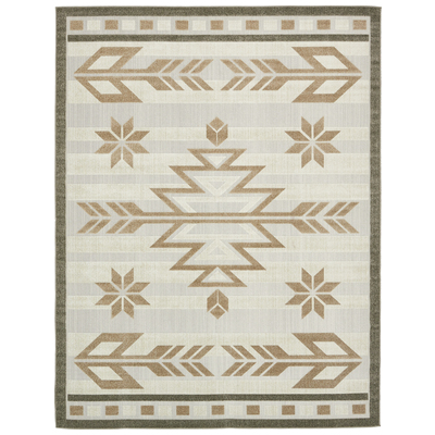Unique Loom Rugs, Brown,sable, synthetics,Olefin,polyester,polypropylene,Polyolefin,acrylic, Outdoor, Rectangular, 12x9, Light Brown, Machine Made; 12x9, Southwestern; Geometric; Striped; Carved, Polypropylene, Area Rugs, 3132492