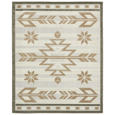 Unique Loom Rugs, Brown,sable, synthetics,Olefin,polyester,polypropylene,Polyolefin,acrylic, Outdoor, Rectangular, 10x8, Light Brown, Machine Made; 10x8, Southwestern; Geometric; Striped; Carved, Polypropylene, Area Rugs, 3132493