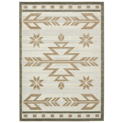 Unique Loom Rugs, Brown,sable, synthetics,Olefin,polyester,polypropylene,Polyolefin,acrylic, Outdoor, Rectangular, 10x7, Light Brown, Machine Made; 10x7, Southwestern; Geometric; Striped; Carved, Polypropylene, Area Rugs, 3132494