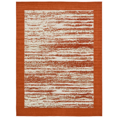 Unique Loom Rugs, synthetics,Olefin,polyester,polypropylene,Polyolefin,acrylic, Outdoor, Rectangular, 12x9, Terracotta, Machine Made; 12x9, Border; Overdyed; Striped; Carved, Polypropylene, Area Rugs, 3132588