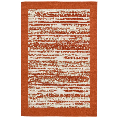 Unique Loom Rugs, synthetics,Olefin,polyester,polypropylene,Polyolefin,acrylic, Outdoor, Rectangular, 9x6, Terracotta, Machine Made; 9x6, Border; Overdyed; Striped; Carved, Polypropylene, Area Rugs, 3132591