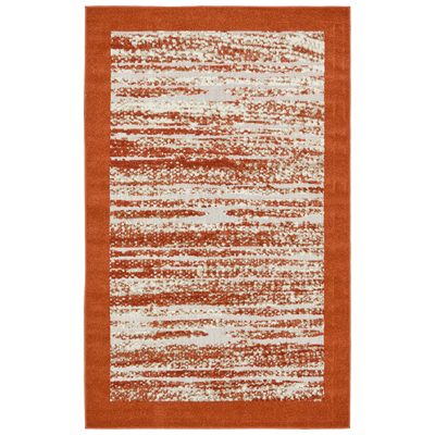 Unique Loom Rugs, synthetics,Olefin,polyester,polypropylene,Polyolefin,acrylic, Outdoor, Rectangular, 8x5, Terracotta, Machine Made; 8x5, Border; Overdyed; Striped; Carved, Polypropylene, Area Rugs, 3132592