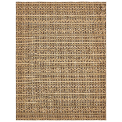 Unique Loom Rugs, Brown,sable, synthetics,Olefin,polyester,polypropylene,Polyolefin,acrylic, Area Rugs,Area rugOutdoor, Octagons,Rectangular, 12x9, Light Brown, Machine Made; 12x9, Geometric; Striped; Checkered; Chevron, Polyp