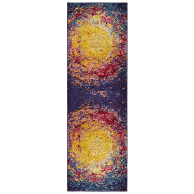 Unique Loom Rugs, synthetics,Olefin,polyester,polypropylene,Polyolefin,acrylic, Round, 6x2, Multi, Machine Made; 6x2, Abstract, Polypropylene, Area Rugs, 3136225