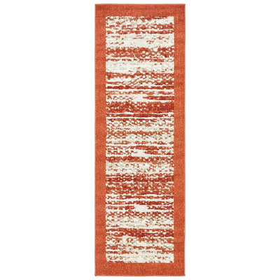 Unique Loom Rugs, synthetics,Olefin,polyester,polypropylene,Polyolefin,acrylic, Outdoor, 6x2, Terracotta, Machine Made; 6x2, Border; Overdyed; Striped; Carved, Polypropylene, Area Rugs, 3136721