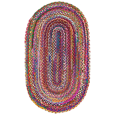 Unique Loom Rugs, Cotton,denim, Oval, 5x3, Multi, Hand Braided; 5x3, Braided, 100% Cotton, Area Rugs, 3138915