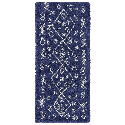 Rugs Unique Loom Tribal Rabat Shag Polypropylene Navy Blue 3139400 Area Rugs Blue navy teal turquiose indig synthetics Olefin polyester po 6x2 