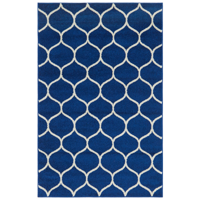 Rugs Unique Loom Rounded Trellis Frieze Polypropylene Navy Blue 3140855 Area Rugs Blue navy teal turquiose indig synthetics Olefin polyester po Rectangular Round 6x4 