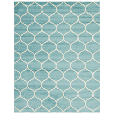 Rugs Unique Loom Rounded Trellis Frieze Polypropylene Light Blue 3140869 Area Rugs Blue navy teal turquiose indig synthetics Olefin polyester po Rectangular Round 10x8 