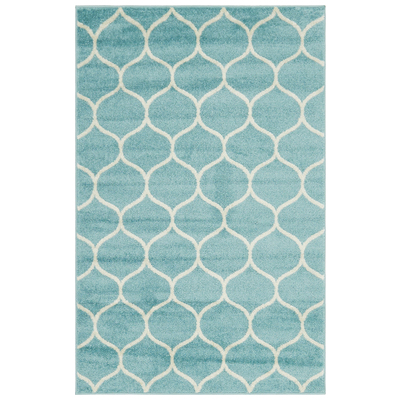 Rugs Unique Loom Rounded Trellis Frieze Polypropylene Light Blue 3140871 Area Rugs Blue navy teal turquiose indig synthetics Olefin polyester po Rectangular Round 6x4 