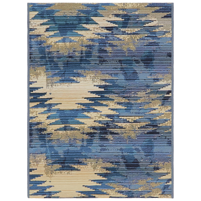 Rugs Unique Loom Outdoor Aztec Polypropylene Blue 3141063 Area Rugs Blue navy teal turquiose indig synthetics Olefin polyester po Area Rugs Area rugOutdoor Octagons Rectangular 3x2 