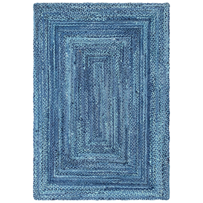 Rugs Unique Loom Braided Chindi 100% Cotton Blue 3142678 Area Rugs Blue navy teal turquiose indig Cotton denim Rectangular 9x6 