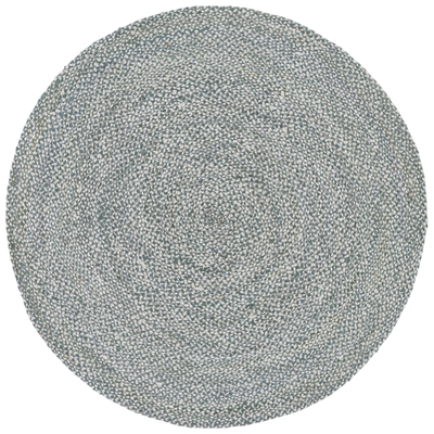 Unique Loom Rugs, Gray,Grey, Cotton,denim, Round, 8x8, Gray, Hand Braided; 8x8, Braided, 100% Cotton, Area Rugs, 3142722