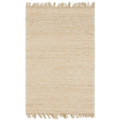 Unique Loom Rugs, Cream,beige,ivory,sand,nude, Cotton,denimJute and Sisal,jute,sisal, Rectangular, 6x4, Natural/Ivory, Hand Woven; 6x4, Trellis; Geometric; Braided; Traditional, 60% Jute and 40% Cotton, Area Rugs, 3142755