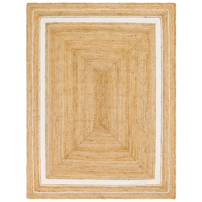Unique Loom Rugs, Cream,beige,ivory,sand,nude, Cotton,denimJute and Sisal,jute,sisal, Rectangular, 12x9, Natural/Ivory, Hand Braided; 12x9, Braided; Border, 90% Jute and 10% Cotton, Area Rugs, 3142884