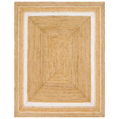Unique Loom Rugs, Cream,beige,ivory,sand,nude, Cotton,denimJute and Sisal,jute,sisal, Rectangular, 10x8, Natural/Ivory, Hand Braided; 10x8, Braided; Border, 90% Jute and 10% Cotton, Area Rugs, 3142885