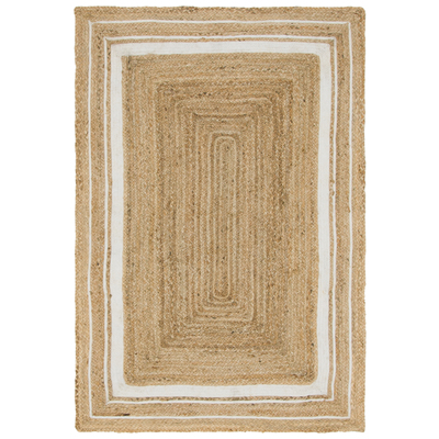 Unique Loom Rugs, Cream,beige,ivory,sand,nude, Cotton,denimJute and Sisal,jute,sisal, Rectangular, 6x4, Natural/Ivory, Hand Braided; 6x4, Braided; Border, 90% Jute and 10% Cotton, Area Rugs, 3142888