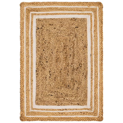 Unique Loom Rugs, Cream,beige,ivory,sand,nude, Cotton,denimJute and Sisal,jute,sisal, Rectangular, 3x2, Natural/Ivory, Hand Braided; 3x2, Braided; Border, 90% Jute and 10% Cotton, Area Rugs, 3142889