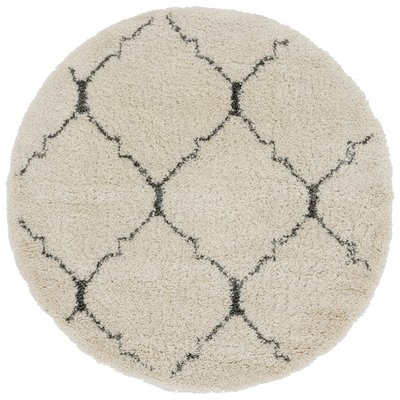 Rugs Unique Loom Fractured Rabat Shag Polypropylene Ivory 3144326 Area Rugs Cream beige ivory sand nude synthetics Olefin polyester po Round 5x5 