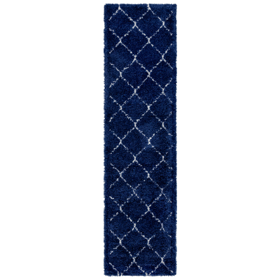 Rugs Unique Loom Fractured Rabat Shag Polypropylene Navy Blue 3144346 Area Rugs Blue navy teal turquiose indig synthetics Olefin polyester po 10x2 