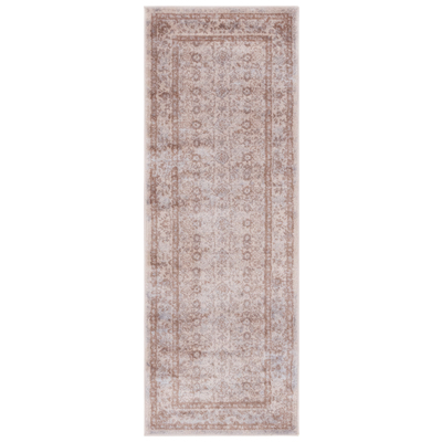 Unique Loom Rugs, Brown,sable, Polyester,synthetics,Olefin,polyester,polypropylene,Polyolefin,acrylic, 6x2, Light Brown, Machine Made; 6x2, Oriental; Overdyed; Border; Floral, 75% Heatset Polypropylene and 25% Shrink Polyester, Area Rugs, 3144582
