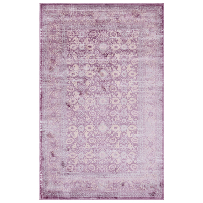 Unique Loom Rugs, Polyester,synthetics,Olefin,polyester,polypropylene,Polyolefin,acrylic, Rectangular, 8x5, Violet, Machine Made; 8x5, Oriental; Overdyed; Border; Floral, 75% Heatset Polypropylene and 25% Shrink Polyester, Area Rugs, 