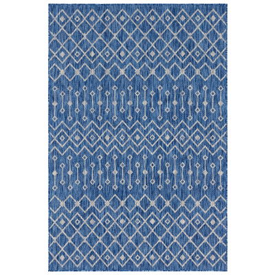 Rugs Unique Loom Outdoor Tribal Trellis Polypropylene Blue/Ivory 3145028 Area Rugs Blue navy teal turquiose indig synthetics Olefin polyester po Area Rugs Area rugOutdoor Octagons Rectangular 9x6 