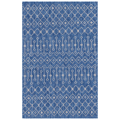 Rugs Unique Loom Outdoor Tribal Trellis Polypropylene Blue/Ivory 3145029 Area Rugs Blue navy teal turquiose indig synthetics Olefin polyester po Area Rugs Area rugOutdoor Octagons Rectangular 8x5 