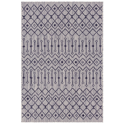Rugs Unique Loom Outdoor Tribal Trellis Polypropylene Light Gray/Blue 3145038 Area Rugs Blue navy teal turquiose indig synthetics Olefin polyester po Area Rugs Area rugOutdoor Octagons Rectangular 6x4 