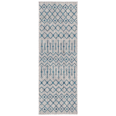 Rugs Unique Loom Outdoor Tribal Trellis Polypropylene Gray/Teal 3145056 Area Rugs Blue navy teal turquiose indig synthetics Olefin polyester po Area Rugs Area rugOutdoor Octagons 6x2 
