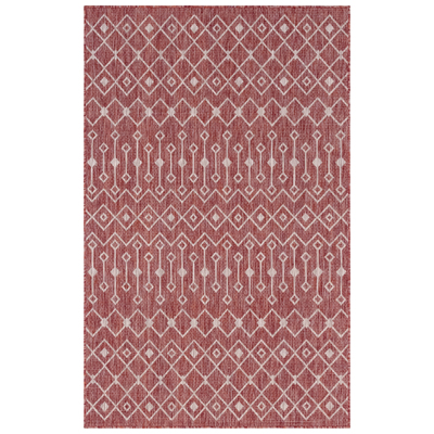 Rugs Unique Loom Outdoor Tribal Trellis Polypropylene Rust Red/Gray 3145061 Area Rugs Gray GreyRed Burgundy ruby synthetics Olefin polyester po Area Rugs Area rugOutdoor Octagons Rectangular 8x5 
