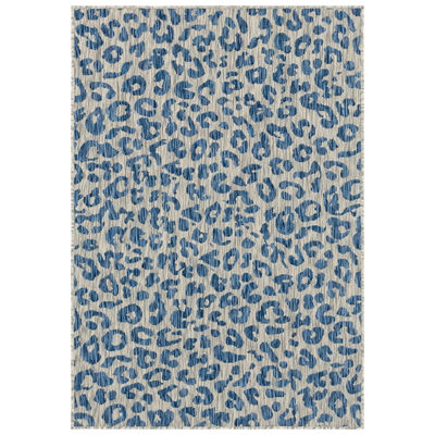Rugs Unique Loom Outdoor Leopard Polypropylene Blue 3145228 Area Rugs Blue navy teal turquiose indig synthetics Olefin polyester po Area Rugs Area rugOutdoor Octagons Rectangular 9x6 