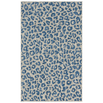 Rugs Unique Loom Outdoor Leopard Polypropylene Blue 3145229 Area Rugs Blue navy teal turquiose indig synthetics Olefin polyester po Area Rugs Area rugOutdoor Octagons Rectangular 8x5 