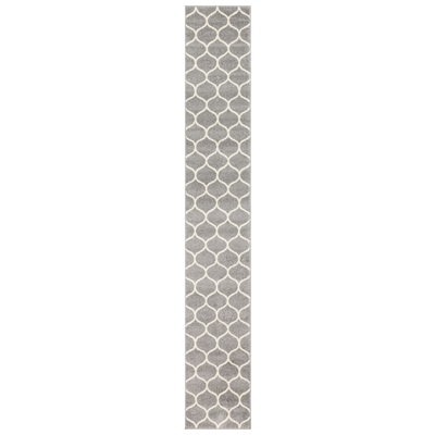 Rugs Unique Loom Rounded Trellis Frieze Polypropylene Light Gray 3146420 Area Rugs Gray Grey synthetics Olefin polyester po Round 13x2 