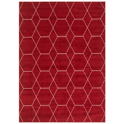 Rugs Unique Loom Geometric Trellis Frieze Polypropylene Red 3146657 Area Rugs Red Burgundy ruby synthetics Olefin polyester po Rectangular 11x8 