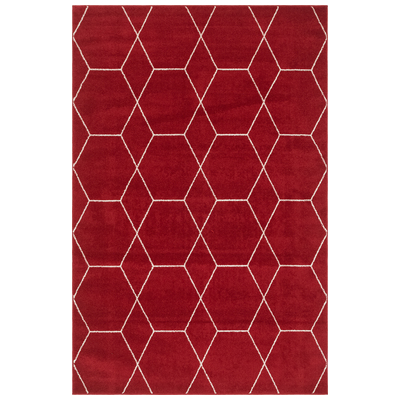 Rugs Unique Loom Geometric Trellis Frieze Polypropylene Red 3146660 Area Rugs Red Burgundy ruby synthetics Olefin polyester po Rectangular 9x6 