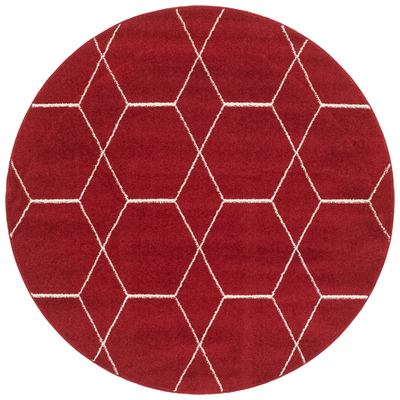 Unique Loom Rugs, Red,Burgundy,ruby, synthetics,Olefin,polyester,polypropylene,Polyolefin,acrylic, Round, 5x5, Red, Machine Made; 5x5, Polypropylene, Area Rugs, 3146666