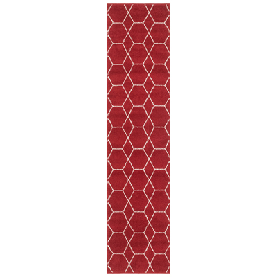 Rugs Unique Loom Geometric Trellis Frieze Polypropylene Red 3146669 Area Rugs Red Burgundy ruby synthetics Olefin polyester po 8x2 