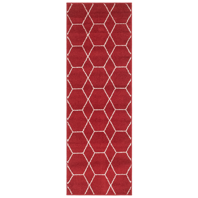 Rugs Unique Loom Geometric Trellis Frieze Polypropylene Red 3146670 Area Rugs Red Burgundy ruby synthetics Olefin polyester po 6x2 