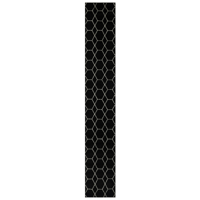 Rugs Unique Loom Geometric Trellis Frieze Polypropylene Black 3146684 Area Rugs Black ebony synthetics Olefin polyester po 13x2 