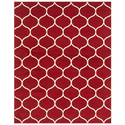Rugs Unique Loom Rounded Trellis Frieze Polypropylene Red 3146722 Area Rugs Red Burgundy ruby synthetics Olefin polyester po Rectangular Round 10x8 